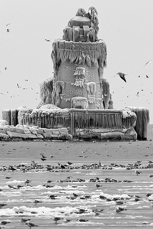 Frozen Lighthouse BW
